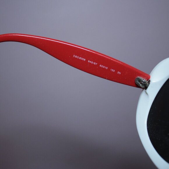 D&G 8058 Red and White Oversized Round Acetate Sunglasses